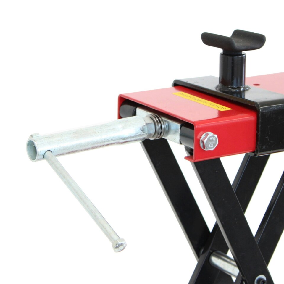 image 1 of Oypla Heavy Duty 500kg Motorcycle Motor Bike Stand Scissor Lift Jack Workshop Red