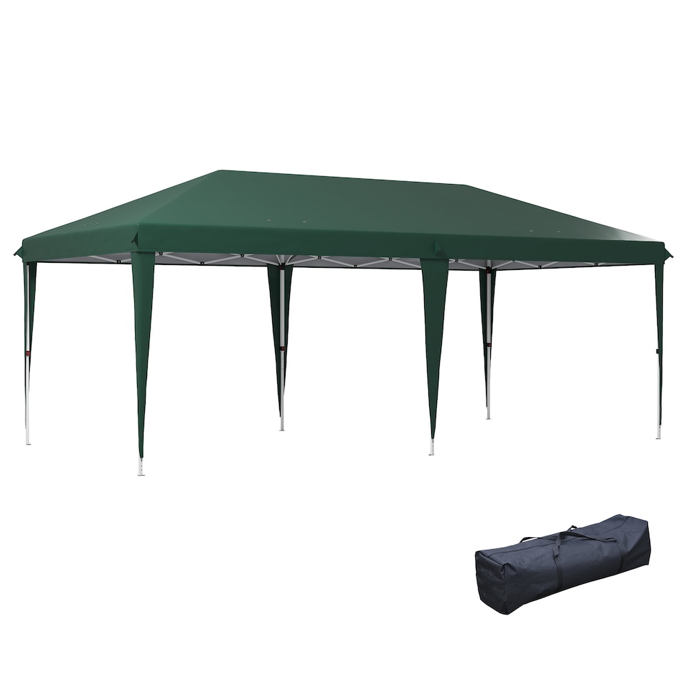 image 1 of Outsunny Pop Up Gazebo 3 x 6m, Foldable Canopy Tent, Height Adjustable Wedding Awning Canopy wCarrying Bag, Green