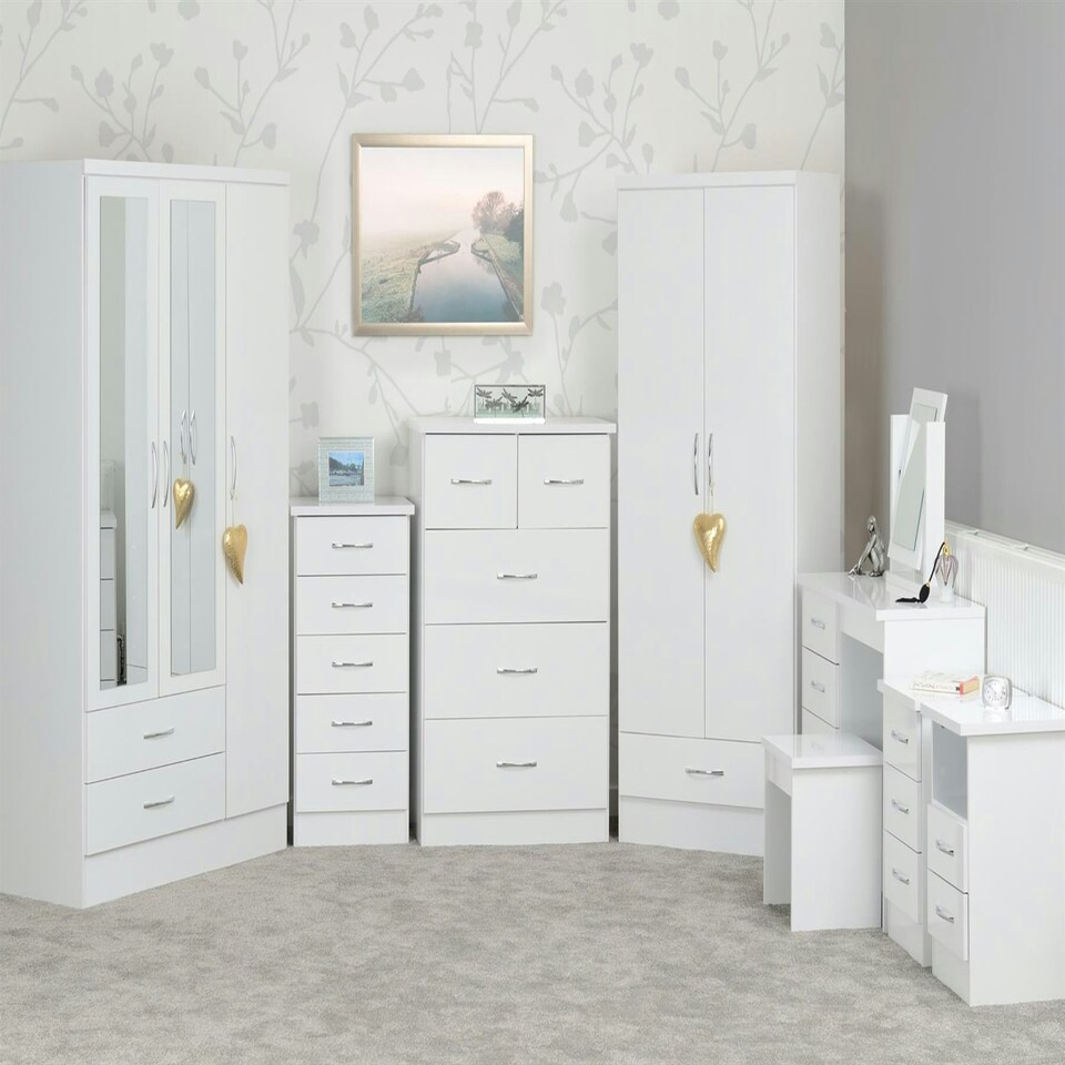 image 1 of Nevada 3 Drawer Bedside Cabinet White
