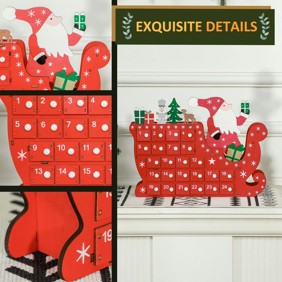 image 1 of HOMCOM Advent Calendar, Christmas Countdown Calendar with 24 Drawers