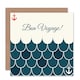 image 1 of Bon Voyage Seafarer Anchor Bold Sea Waves Pattern Goodbye Card