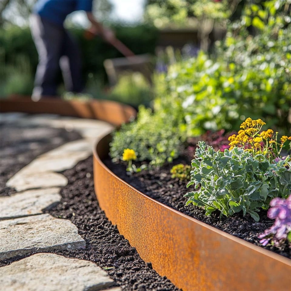 image 1 of Nicoman Pre Rusted Metal Lawn Edging Border, Garden Edging | Bronze | Rust | 5m | 1