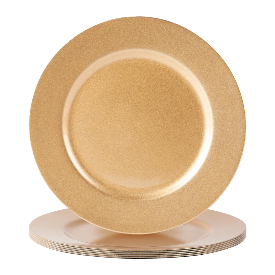 image 1 of Argon Tableware Metallic Charger Plates - 33cm - Gold - Pack of 6 | Gold | Gold