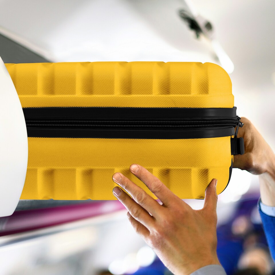 image 1 of Flight Knight Suitcase Sets 3 Piece, Large Suitcase, Extra Large Suitcase, easyJet Cabin Bag 45x36x20cm Underseat Carry On, 100+ Airlines Approved - BA, Ryanair Yellow | Yellow/Black  | Large