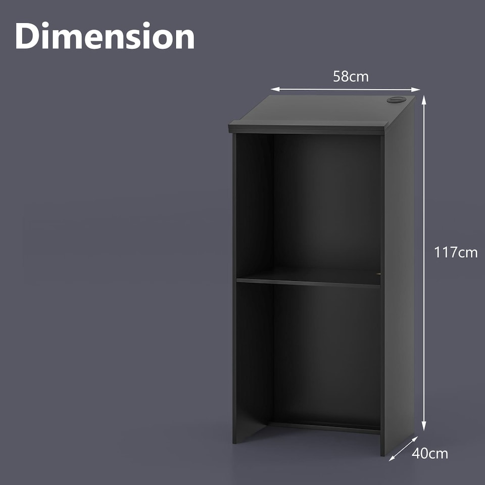 image 1 of COSTWAY Podium Stand Hostess Stand for Speakers with Storage Shelf Black