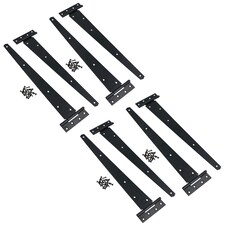 18in / 450mm Heavy Duty T Tee Hinges For Shed + Garden Gates Black Finish 8pc