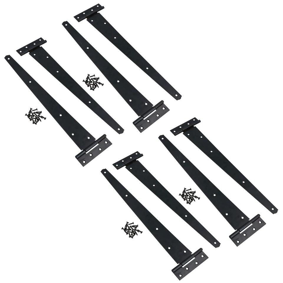 image 1 of 18in / 450mm Heavy Duty T Tee Hinges For Shed + Garden Gates Black Finish 8pc