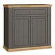 image 1 of Pontypool 2 Door 1 Drawer Small Sideboard in Wolfram Grey and Mauvella Oak