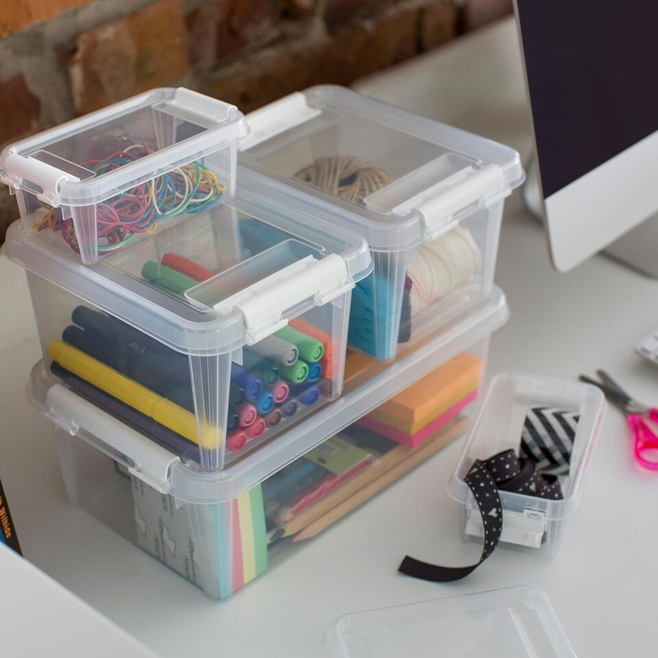 image 1 of SmartStore Home Storage Boxes, Clear 3 Sets of 3.6L