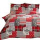image 3 of Alpine Patchwork Flannelette Duvet Cover Set with Pillowcase | Red | Single | 1