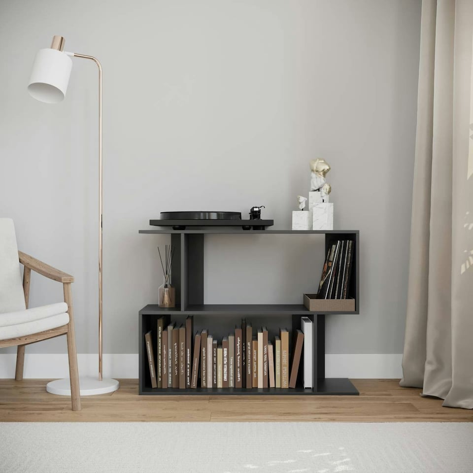 image 1 of 2-Tier Wooden Irregular Storage Unit - 80 cm Brown | Oak