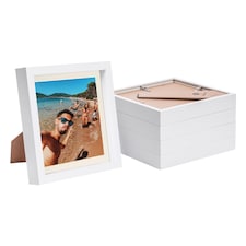 Nicola Spring 8 x 8" Photo Frames - Ivory Mount 3D Photo Frame Picture Frame Box Portrait Display Case & Spacer (22.5 x 22.5cm) x5