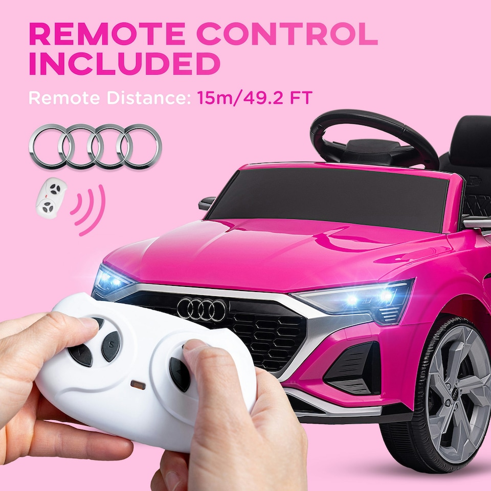 image 1 of AIYAPLAY Audi Q8 e-tron Sportback Licensed Kids Electric Car w/ Remote - Pink