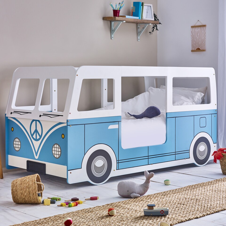 image 1 of Campervan 90cm Single Blue and White Bed