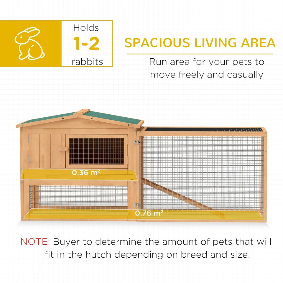 image 1 of PawHut Rabbit Hutch, Guinea Pig Hutch 2 Tier with Run for Outdoor Garden