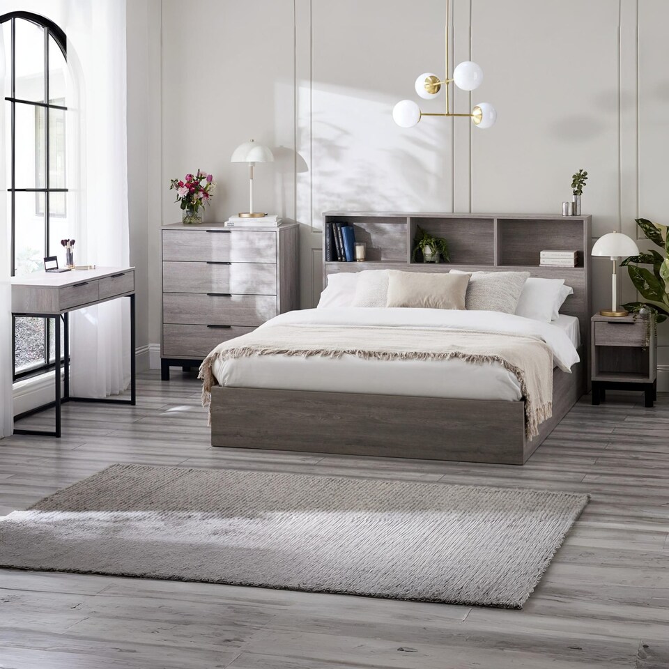 Premium Kora 2 Drawer Dressing Table Or Desk - Grey Oak - Tesco Groceries