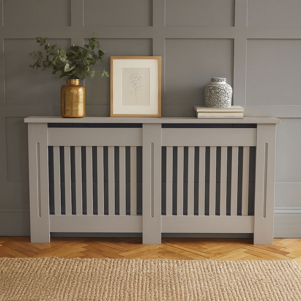 image 1 of Neo Grey Belgravia Decorative Radiator Cover Cabinet | Grey | Grey | S