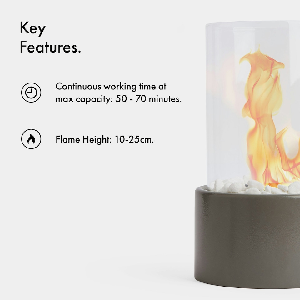 image 1 of VonHaus Bioethanol Fire Pit Table Top Round Fireplace