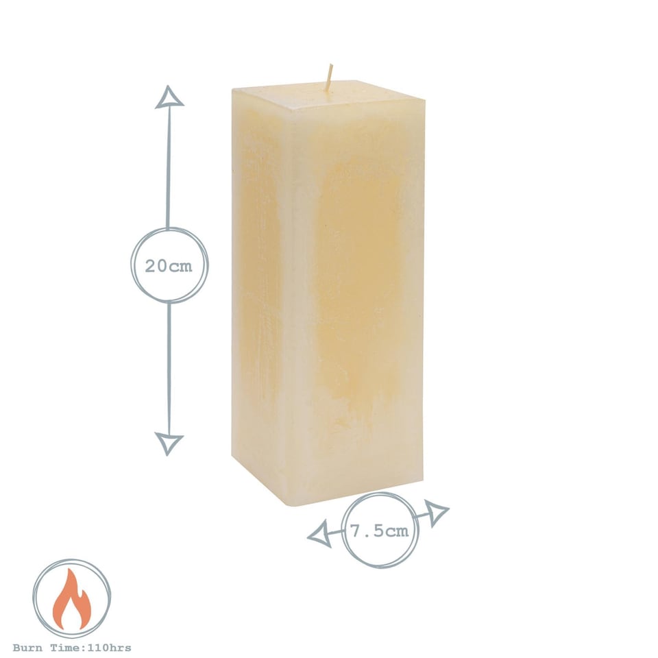 image 1 of Nicola Spring Square Vanilla Pillar Candles - 110 Hours - Cream - Pack of 3 | Cream | Beige