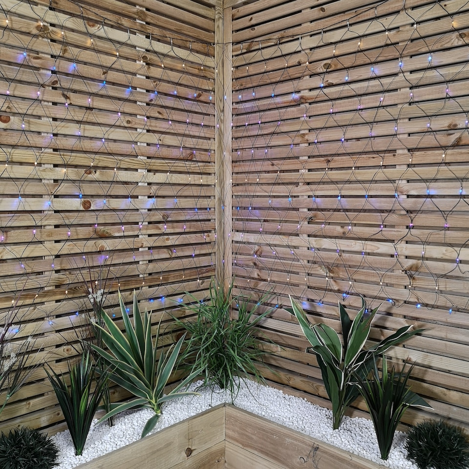 image 1 of 3.5m Multi Function Rainbow LED Net Lights Christmas Decorations with Timer