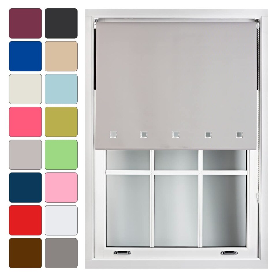 image 1 of Cut to Size Blackout Roller Blind with Square Eyelets | Custom Fit Window Blind by Furnished