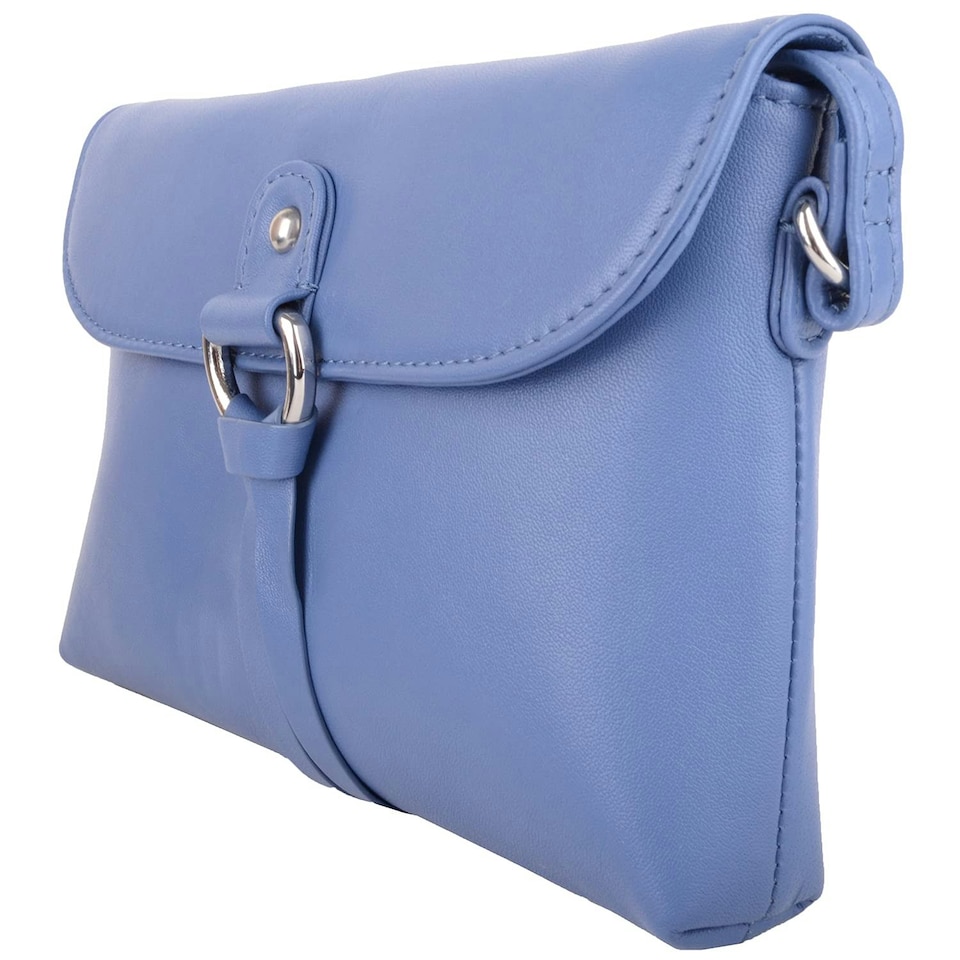 image 1 of Premium Soft Genuine Leather Cross Body Shoulder Bag, Tassel Detail Blue | Slate Blue