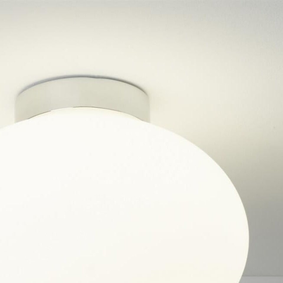 image 1 of CGC FRAZER White Opal Glass Surface Mount Round Ceiling Light Chrome Finish White