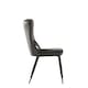 image 3 of Set of 2 New York Modern Velvet Dining Chairs with High Back, Black Metal Legs | Grey | Silver End Tips