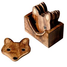 Sass & Belle Set of 6 Wooden Fox Coasters