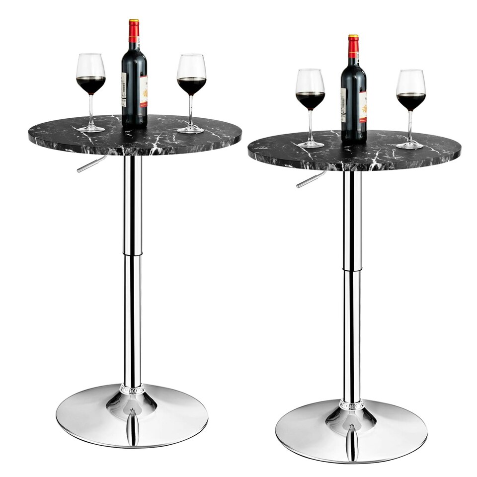 image 1 of COSTWAY 2Pcs Modern Bar Table Round Pub Table Black | Black