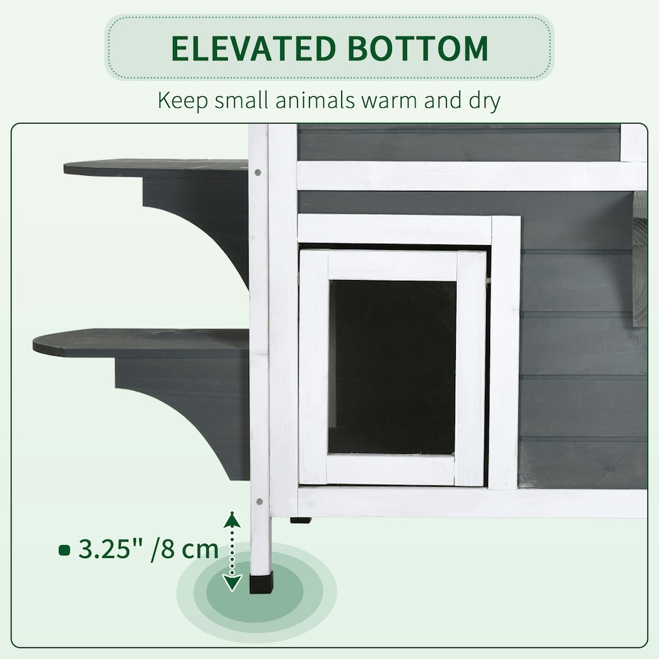 image 1 of PawHut Wooden Cat House Cat Cave Pet Shelter Condos Outdoor Grey
