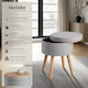 image 2 of Stool Yara - round, padded, with storage space, linen look | Grey | light grey | 42,50 x 42,50 x 45,50 cm | 1