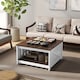 image 3 of COSTWAY Farmhouse Coffee Table Square Coffee Table White