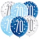 image 1 of Blue Glitz Age 70 Assorted Biodegradable Latex Balloons 30cm / 12 in - Pack of 6