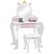 image 1 of ZONEKIZ Kids Dressing Table with Mirror and Stool, Drawer, Storage Boxes - White White | Pink