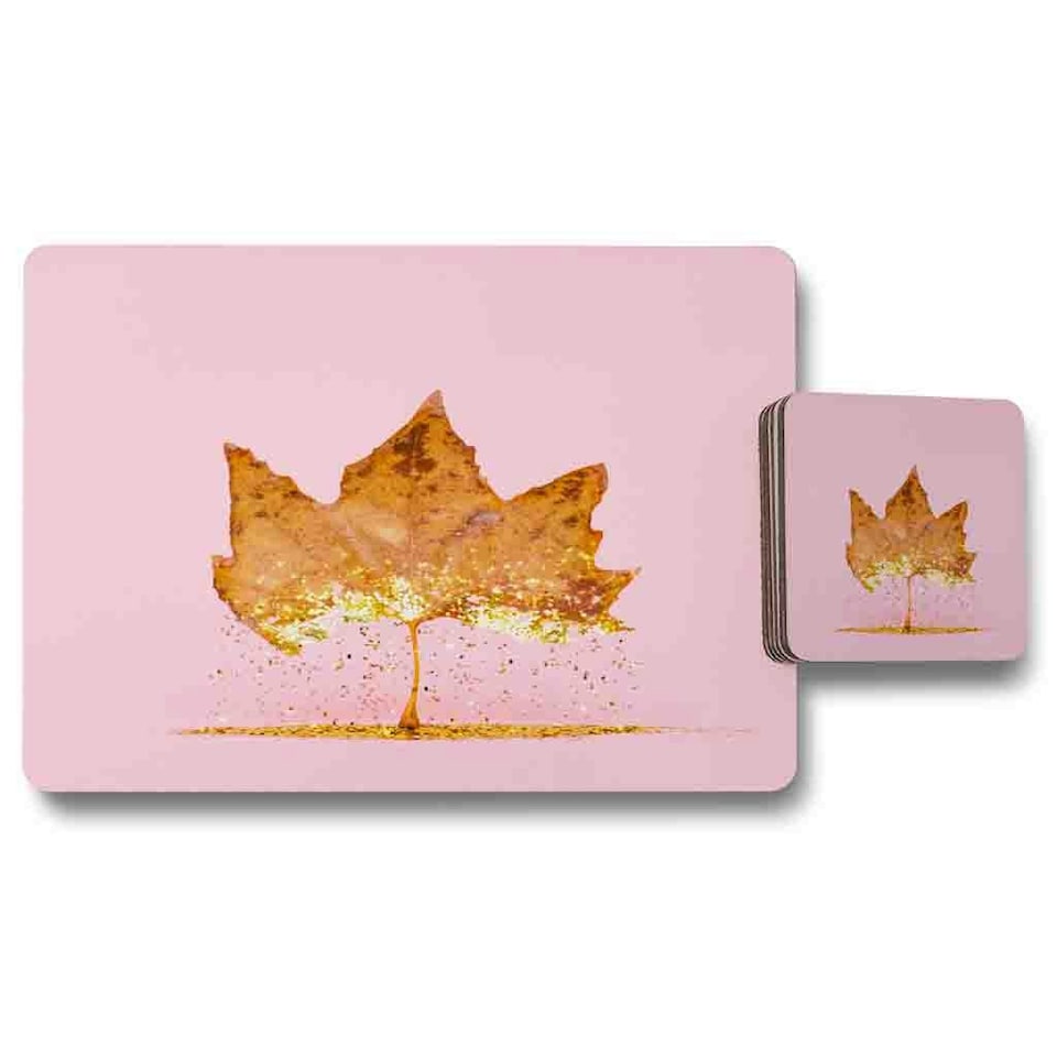 Glitter Leaf Placemat & Coaster Set