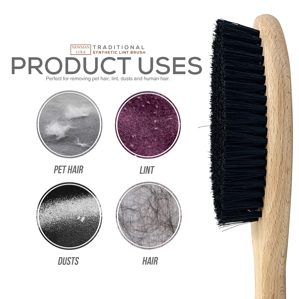 image 1 of Wooden Clothes Brush Synthetic Bristle Brush for Fabrics Lint Brush for Hair Remove