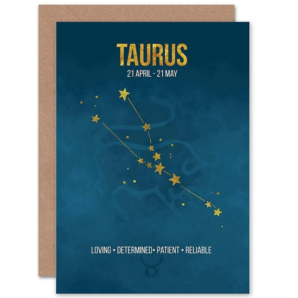 image 1 of Taurus Star Sign Astrology Zodiac Birthday Greeting Card