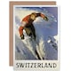 image 1 of Travel Switzerland Winter Sport Skiing Snow Skier Goodbye Card