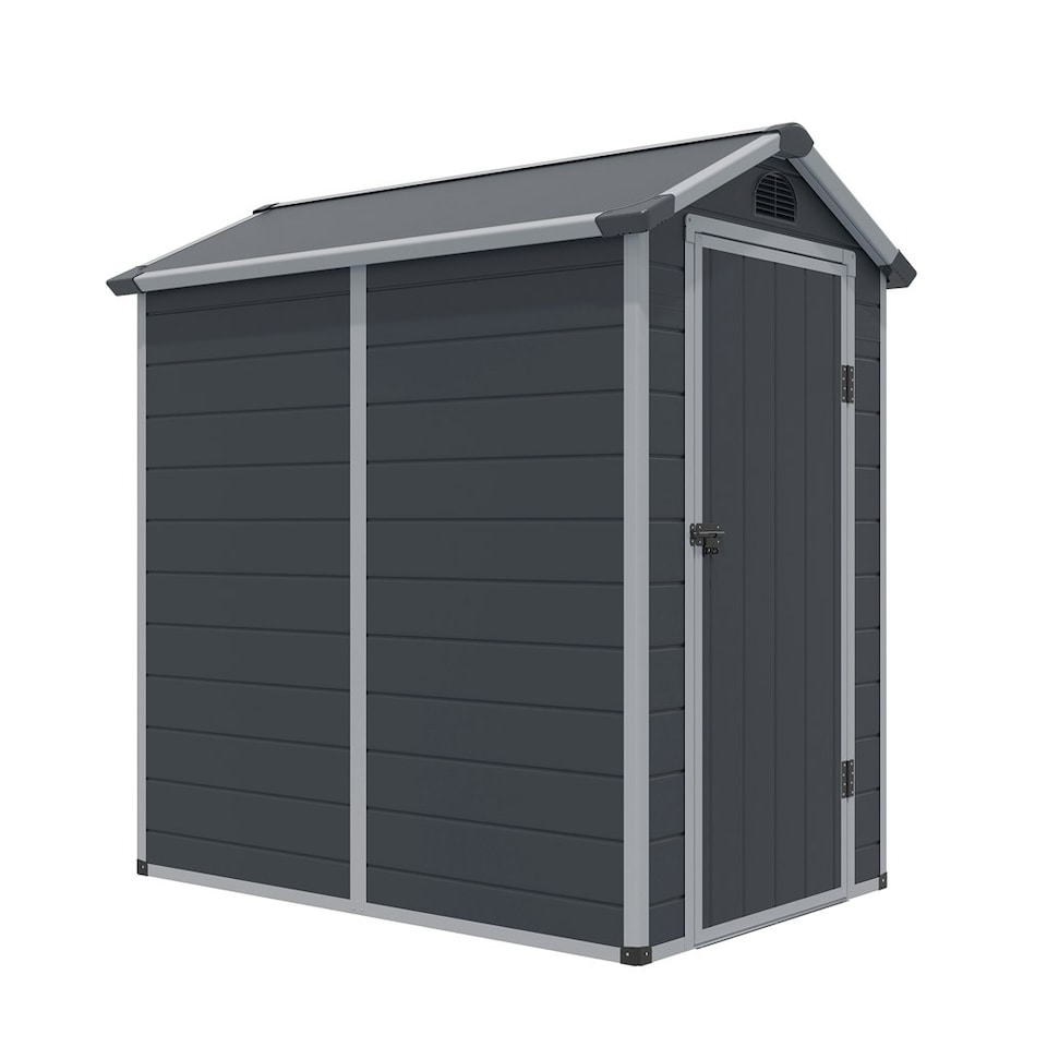image 1 of 4 x 6 (1.34m x 1.92m) Single Door Apex Plastic Shed - Dark Grey