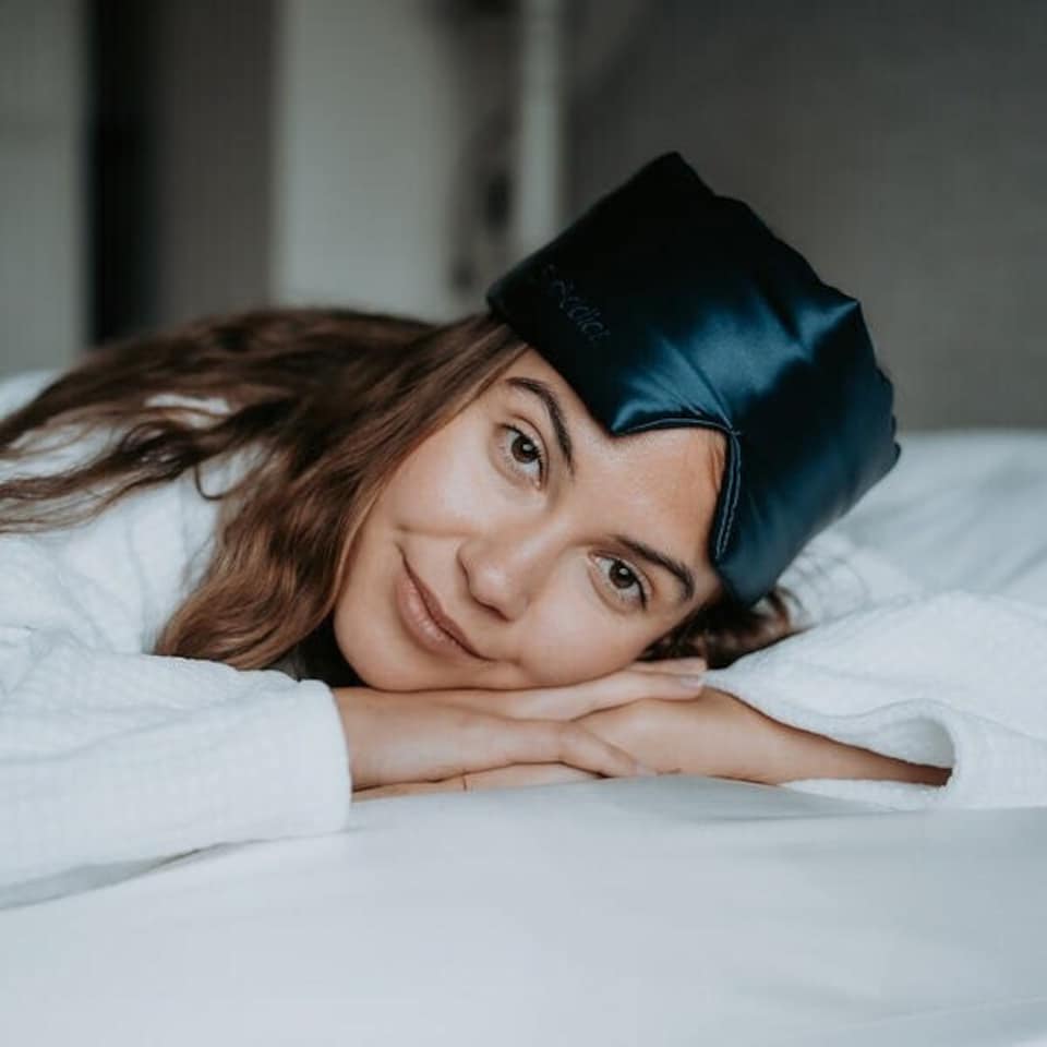 image 1 of Silk Addict 100% Mulberry Silk Sleep Mask – Navy | Blue | 1