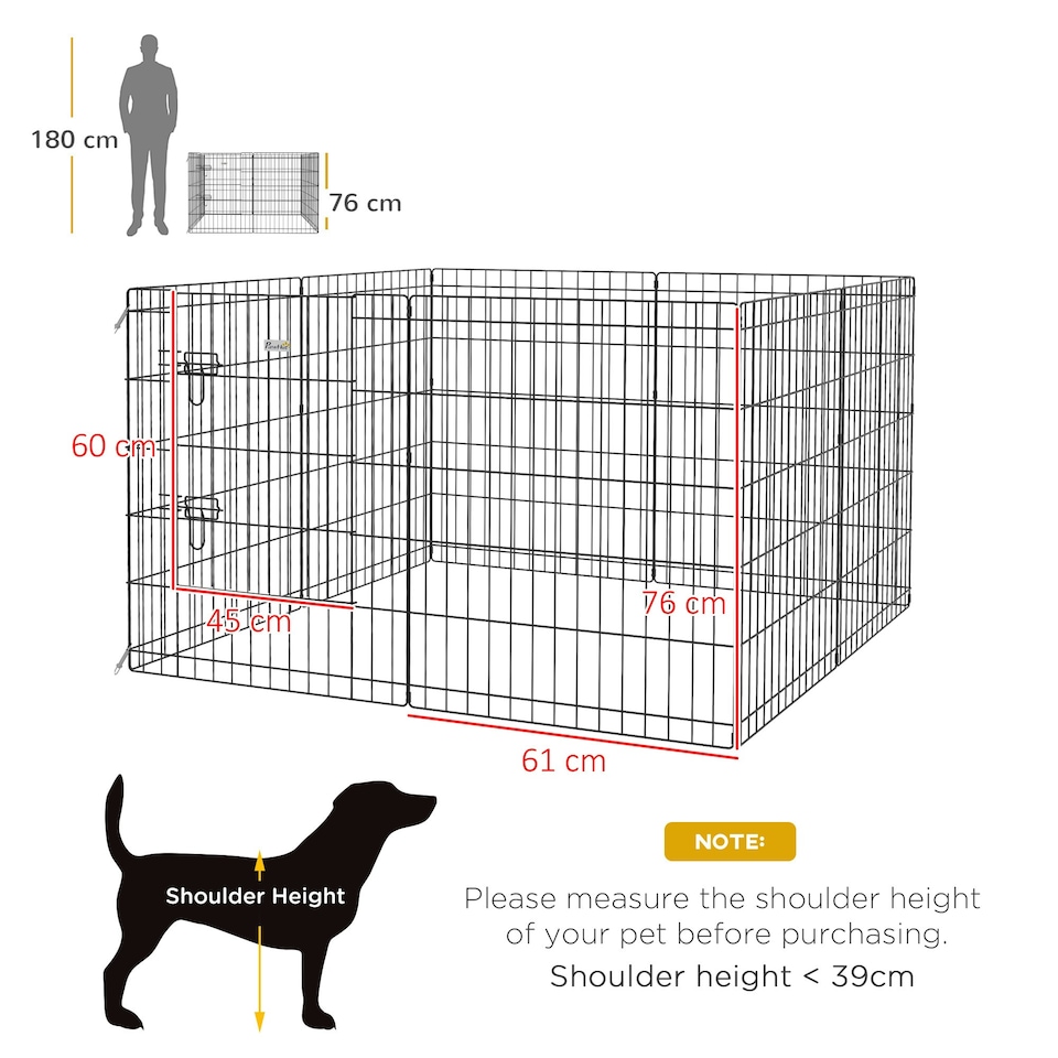 image 1 of PawHut 8-Panel DIY Dog Pen with Door for Indoor/Outdoor Use, 76cm High