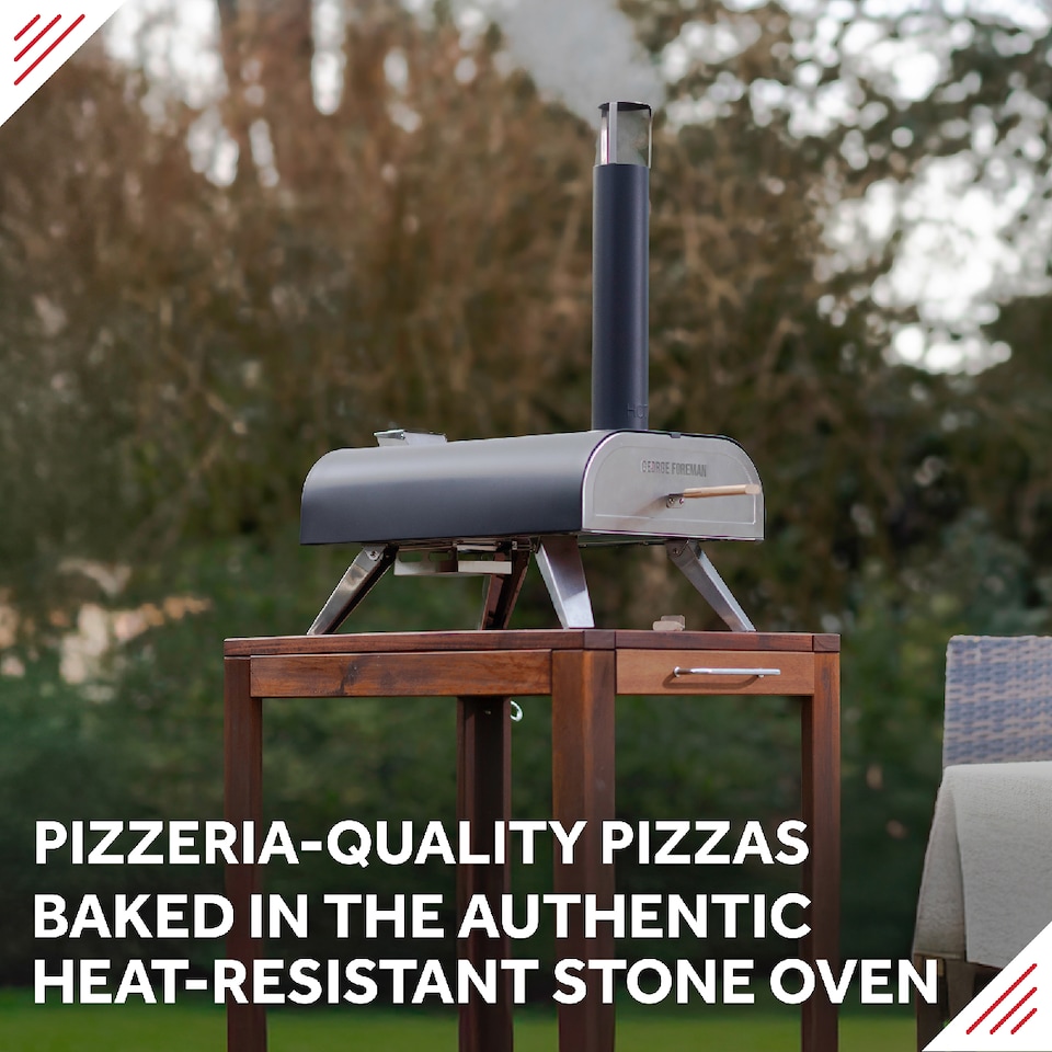 image 1 of George Foreman 12''  Dual Fuel Powered Pizza Oven With Carry Bag & Paddle Black GFDFPO2BPC