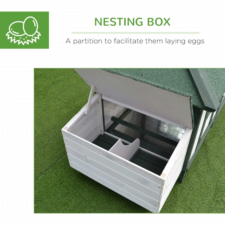 image 1 of PawHut Chicken Coop Hen Poultry House w/ Nesting Box Outdoor Run Patio Wooden