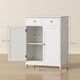 image 5 of kleankin 75x60cm Freestanding Bathroom Storage Cabinet Unit w  2 Drawers Cupboard Adjustable Shelf Metal Handles Traditional Style White