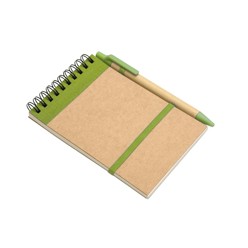 image 1 of MidOcean Sonora Recycled A6 Notepad And Pen - Lime/Beige - One Size