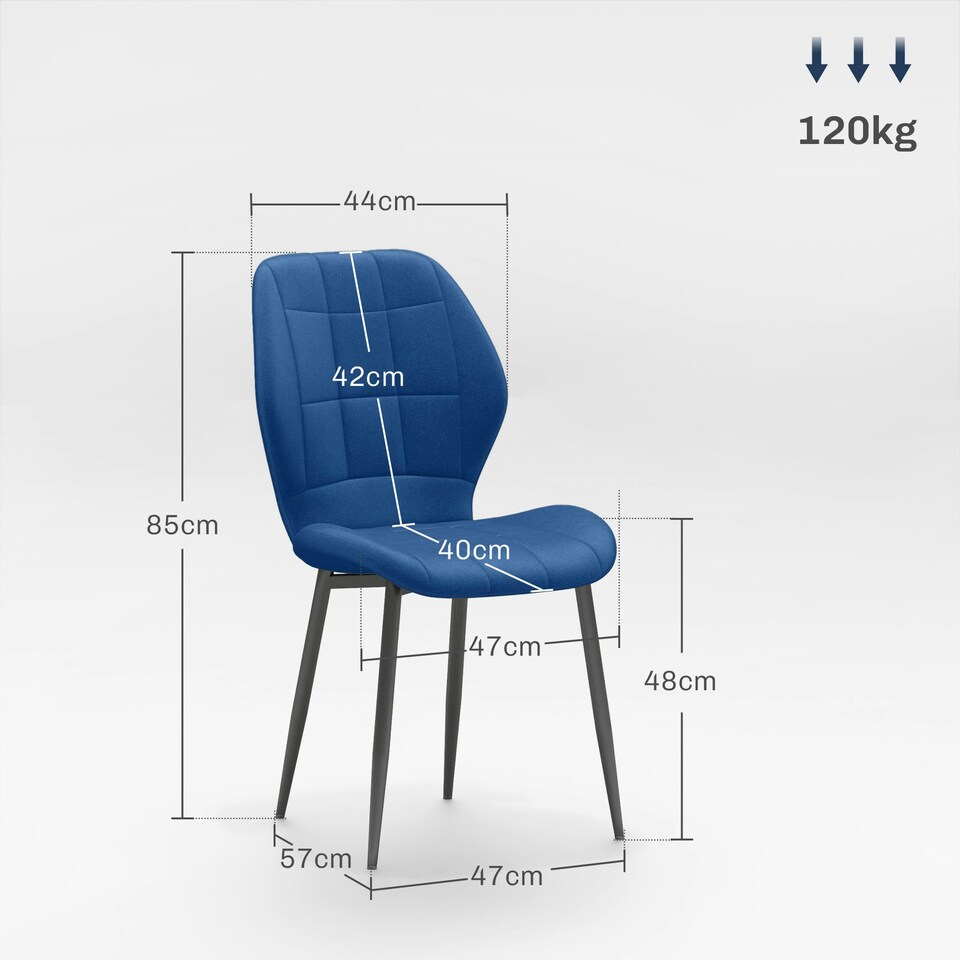 image 1 of HOMCOM Modern Style Kitchen Chairs Set of 4 with Velvet Upholstered, Dark Blue