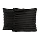 image 1 of OHS 2 x Faux Fur Matte Velvet Fleece Thick Ribbed Cushion Covers, 45x45cm - Black