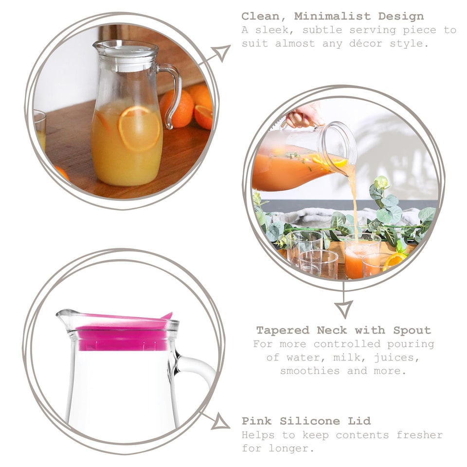 image 1 of LAV Misket Glass Water Jug with Silicone Lid - 1.8L