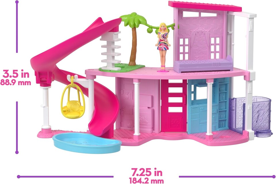 image 1 of Barbie Mini Barbie Land DreamHouse & 3 Playsets with 4 1.5-Inch Dolls, Doll House Furniture & Accessories, Includes Pet Boutique, Hair Salon, & SuperMarket, JGL31